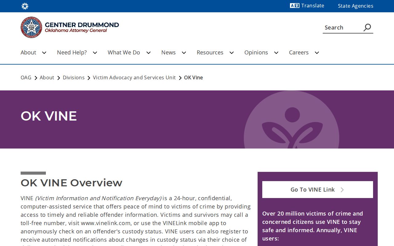 Official Oklahoma VINE release program information for Noble County